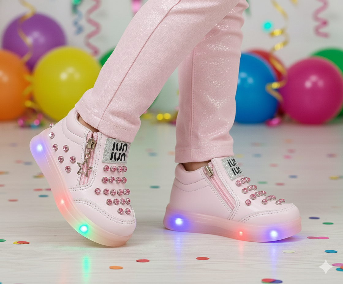 Kids Beautiful Design Fancy Shoes with Lights in Sole - ABB406