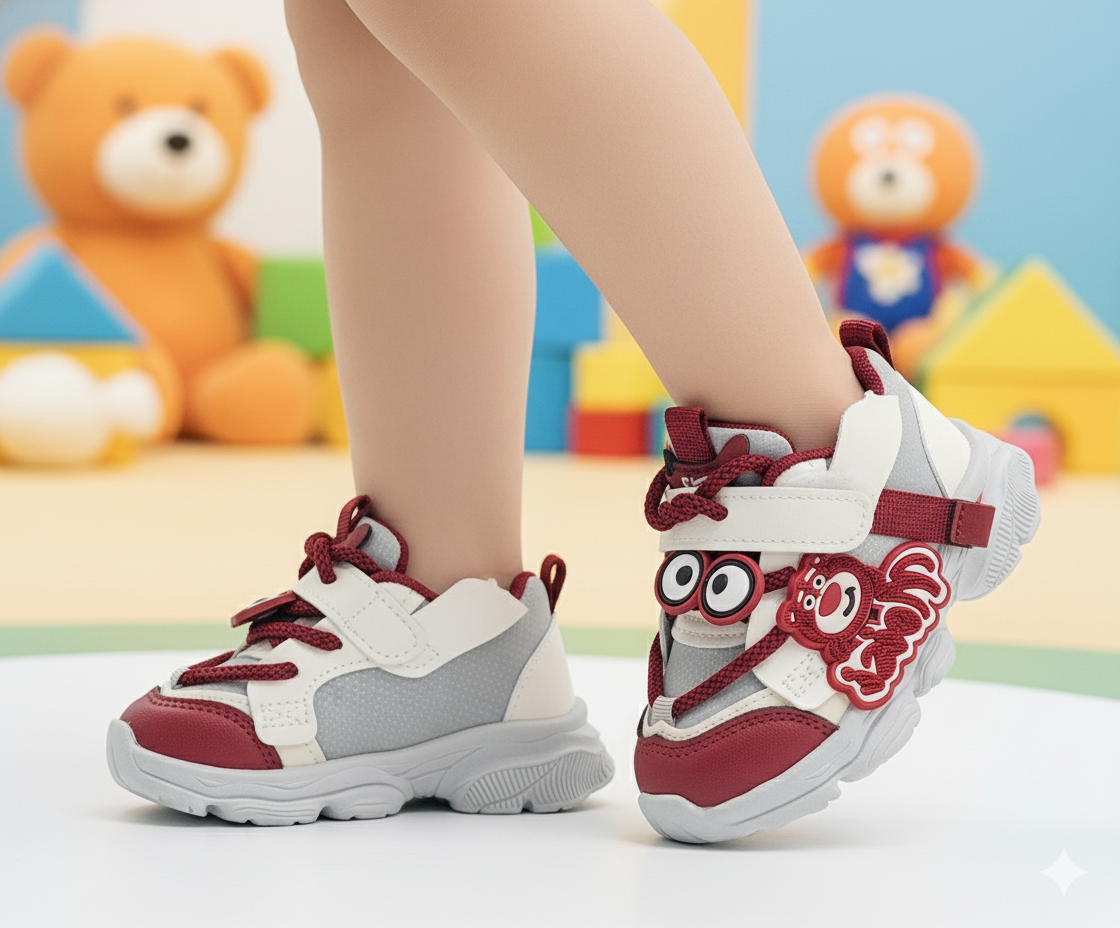 Kids Cute Design Soft Sole Sneakers with Detachable Toy - 698
