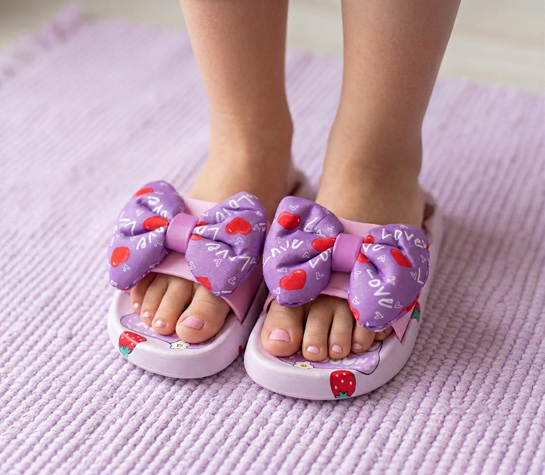 Trendy Looking Bow Slippers for Girls - 22022 (Purple)