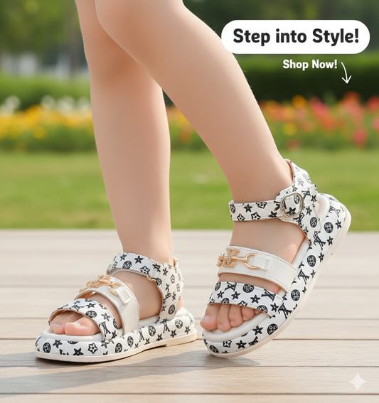 Beautiful Printed Design Soft Sole Fancy Sandals for Kids - YK21