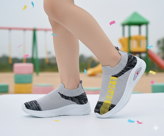 Easy-to-Wear Soft Comfortable Mesh Skechers for Kids - FMX07 (Gray)