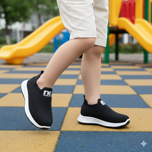 Easy to Wear Soft Comfortable Sketchers for Kids - 715 (Black)