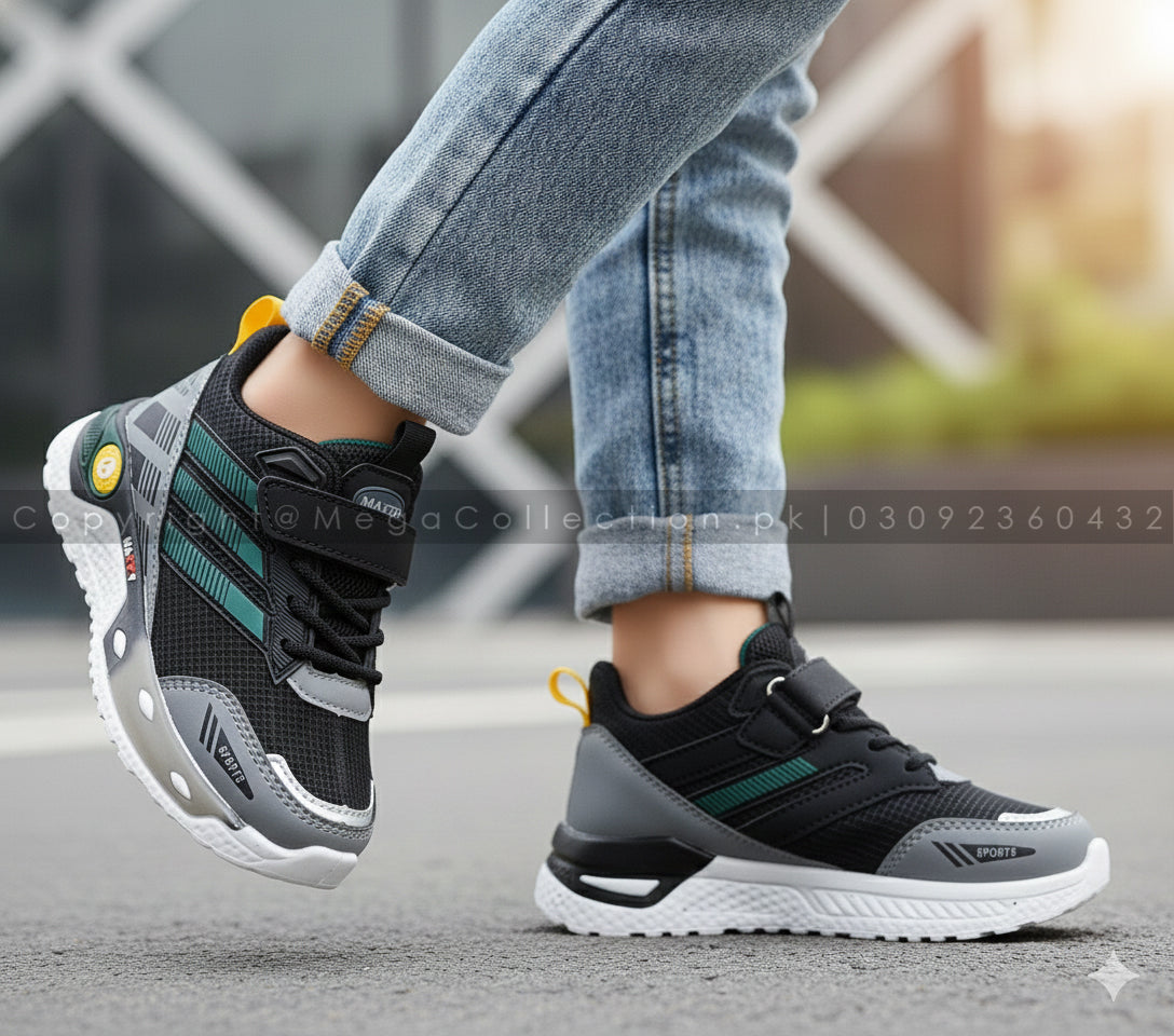 Premium Quality Trendy Look Sneakers for Kids - BFT32 (Black)