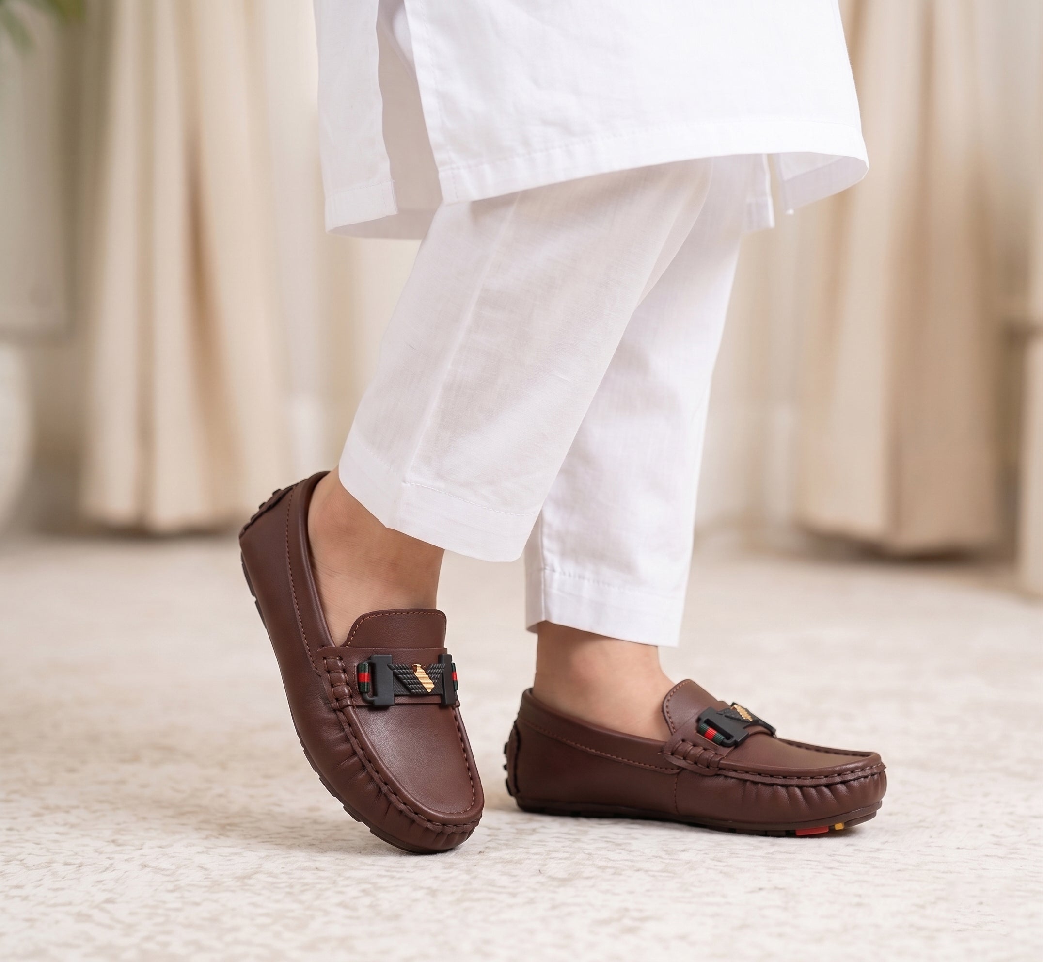 Premium Quality Classical Loafers for Kids - A6 (Brown)