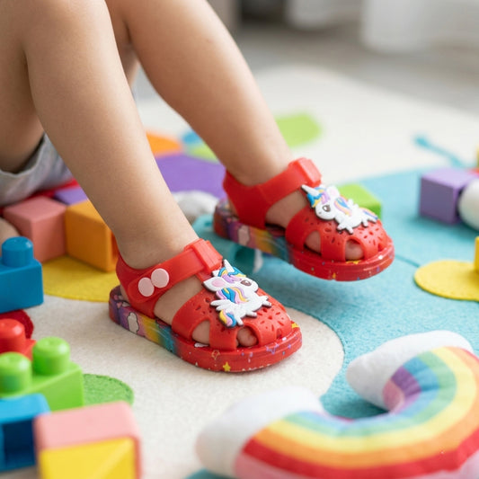 Soft Sole Unicorn Theme Sandals for Kids - 2183 (RED)