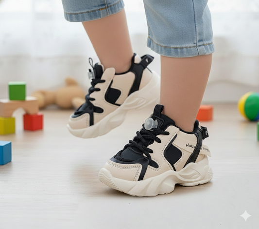 Infant's Soft Sole Trendy Look Sneakers Shoes for Kids - 003 (Black)