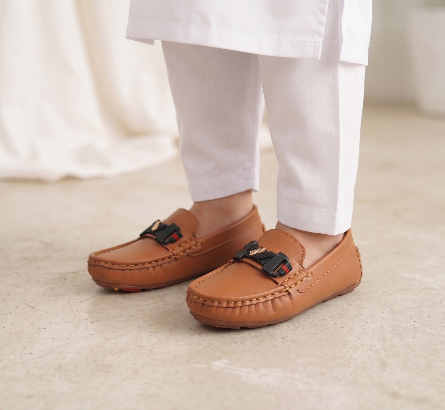 Premium Quality Classical Loafers for Kids - A6 (Musturd)