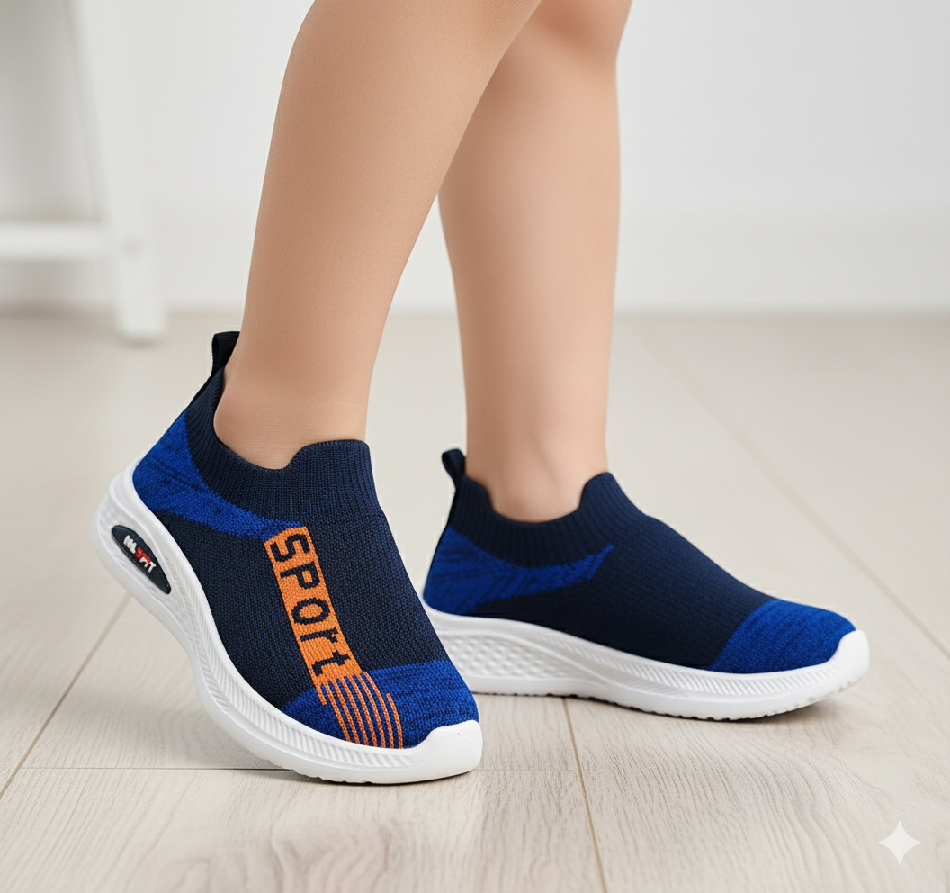 Easy-to-Wear Soft Comfortable Mesh Skechers for Kids - FMX07 (Blue)