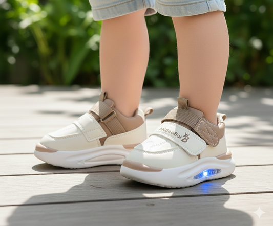 Lights in Sole Trendy Look Sneakers Shoes For Kids - AHS532 (Brown)