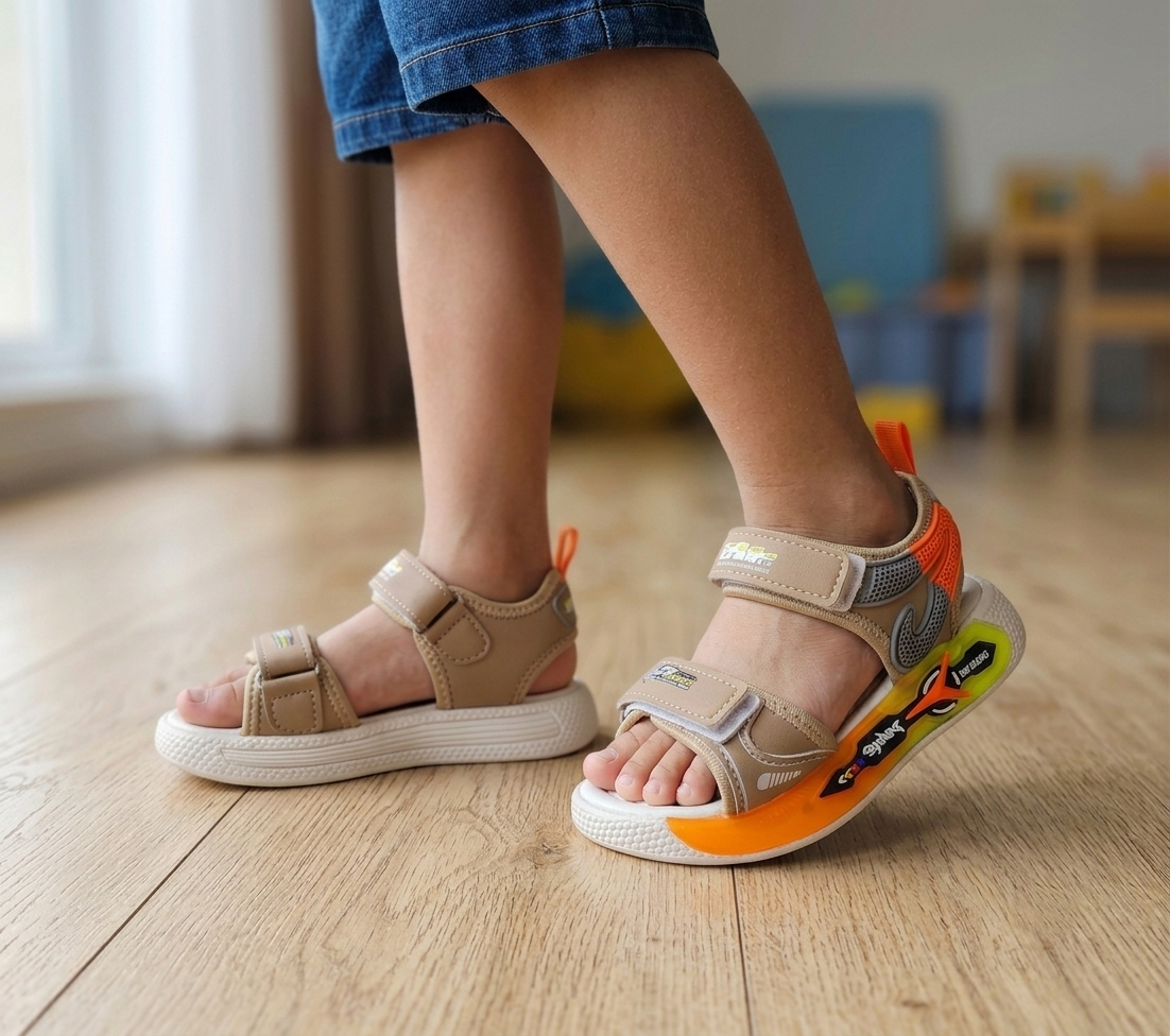 Trendy Looking Sandals with LED Sole for Boys - UN17 (Brown)