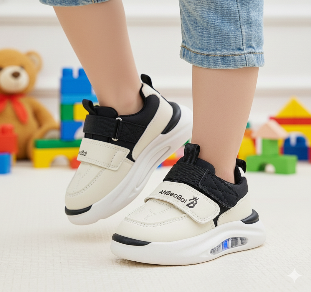 Lights in Sole Trendy Look Sneakers Shoes For Kids - AHS532 (Black)