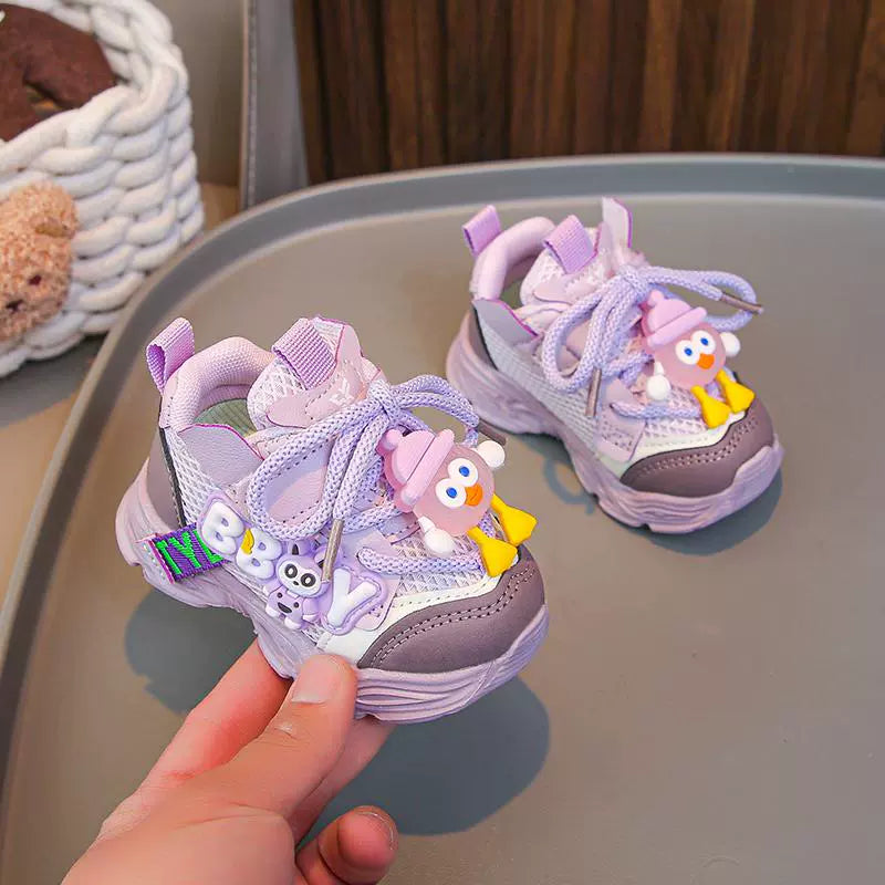 Kids Cute Design Soft Sole Sneakers with Detachable Toy - 680