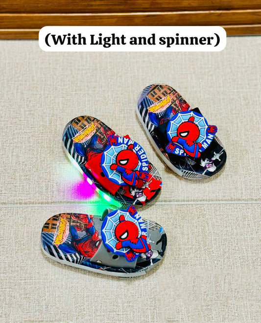 Lights in Sole Spiderman Theme Slippers with Spinner for Kids - VK4