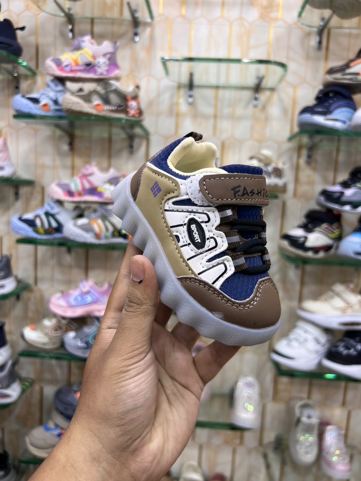 Lights in Sole New Trendy Look Shoes for Kids - FK57 (Brown)