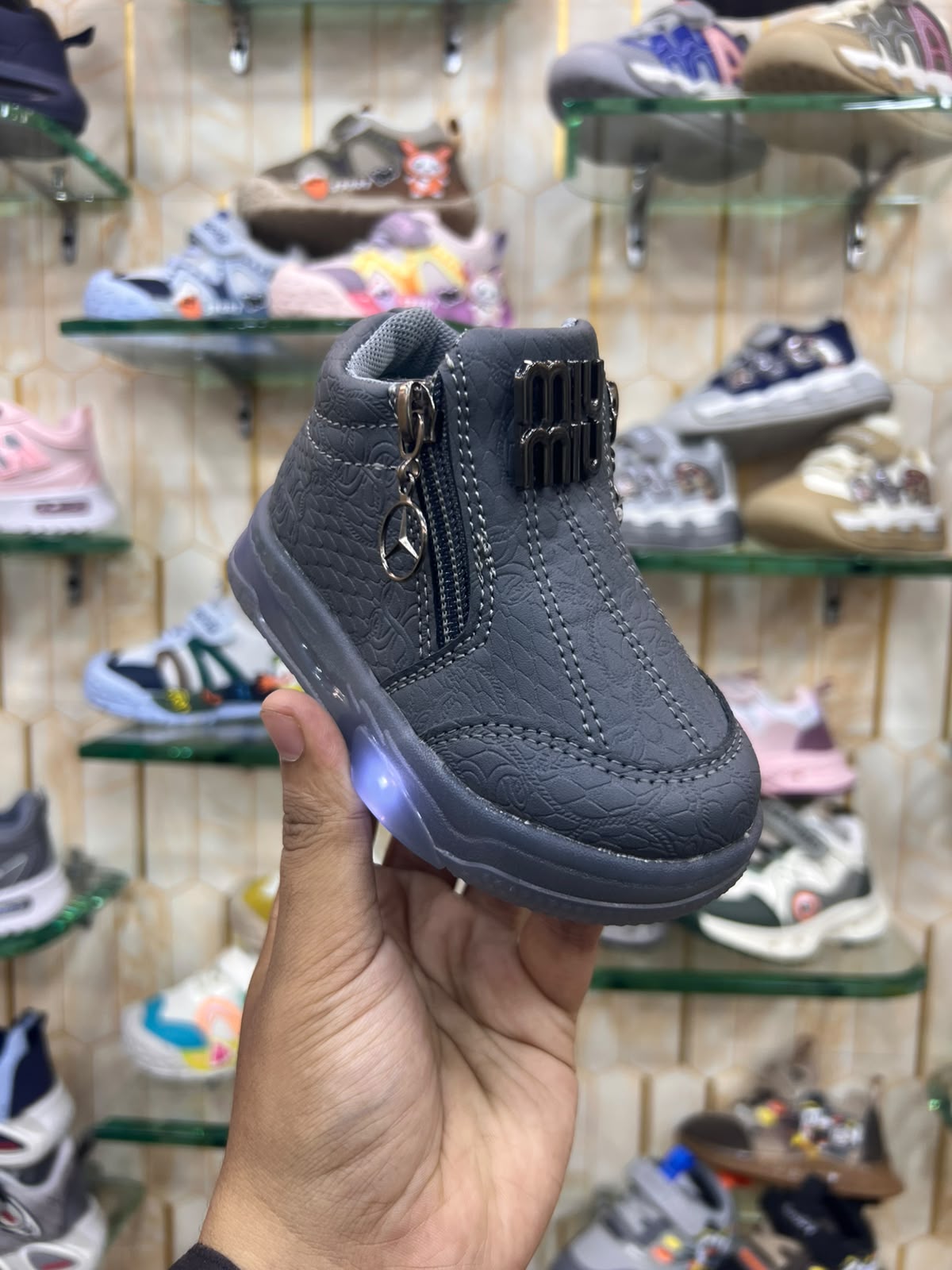 Girl's Lights Up Long Shoes For Kids - MTL05 (Gray)